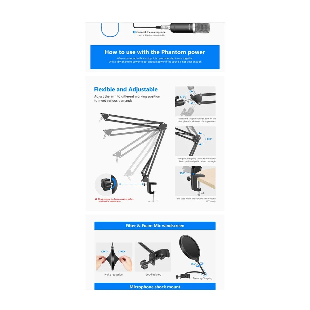 Neewer Scissor Arm & Mic Filter. As Is & As Shown! Black!